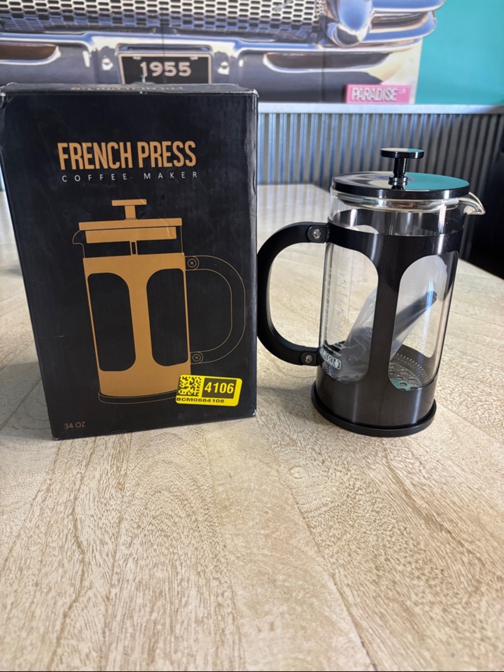 French Press Coffee Maker - Black and Gold